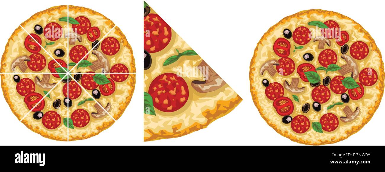 pizza in set Stock Vector