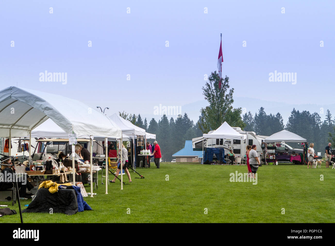 Cranbrook Annual Dog Show, showing ring, vendor tents, veiw of the entire set up Stock Photo