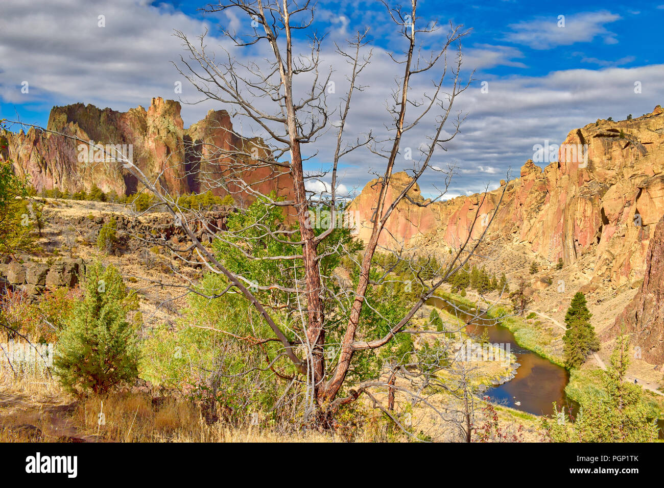 High Desert Landscape at Smith Rock State Park in Oregon. Stock Photo