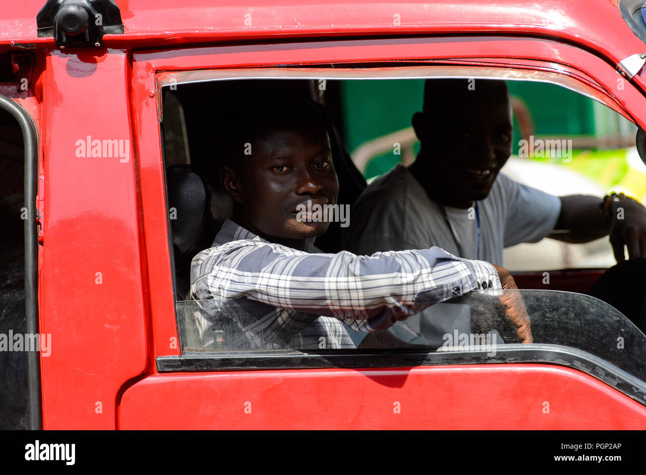 KUMASI, GHANA JAN 15, 2017 Unidentified Ghanaian man looks out of