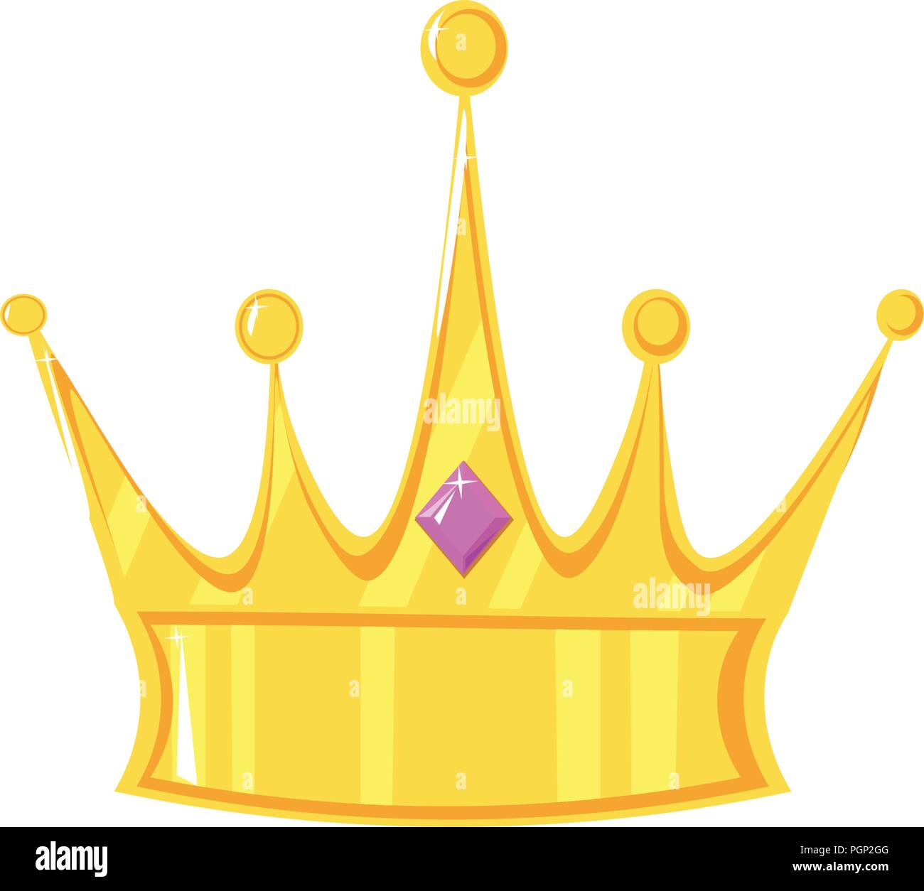 Vector illustration. Gold crown with precious stone on white background ...