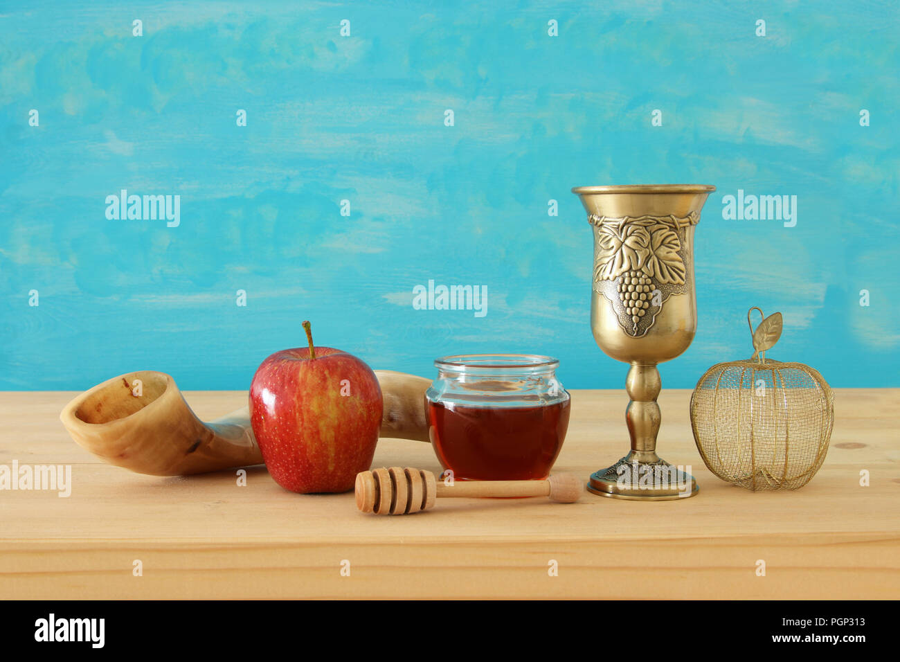 Rosh hashanah (jewish New Year holiday) concept. Traditional symbols ...