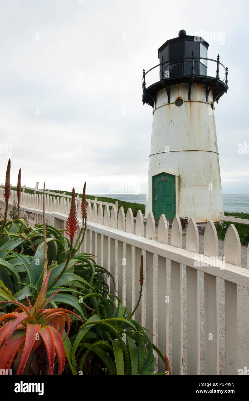 A cloudy, grey day at Pigeon Point Light Station. Stock Photo