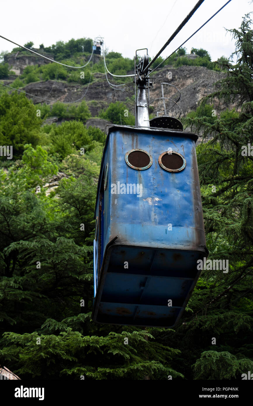 Old Soviet-Era Cablecar, Cableway system in Chiatura Georgia Stock Photo