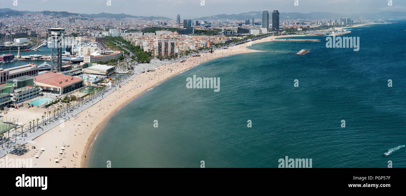 Barcelona beach aerial view Stock Photo - Alamy