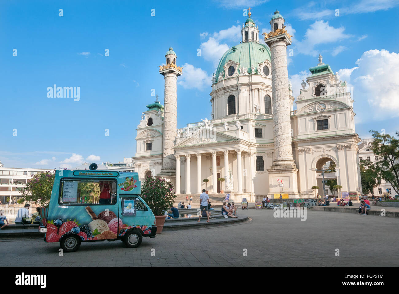 Karlskirche front view, Vienna, Austria Stock Photo