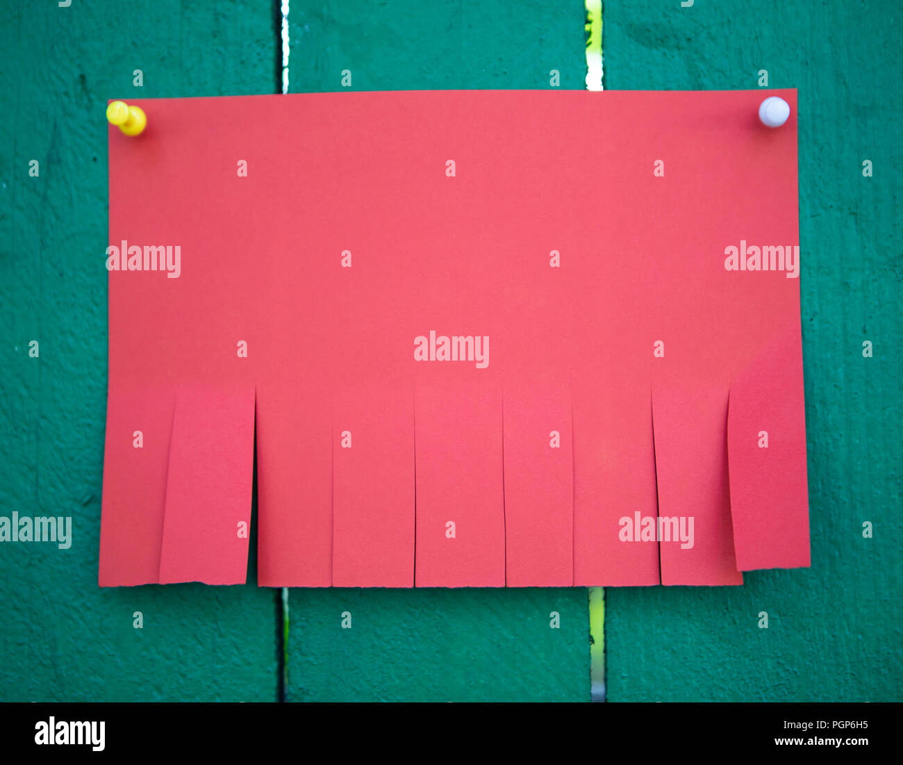 Blank red paper with tear off tabs Stock Photo Alamy