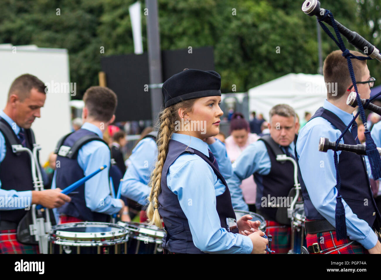 WORLD PIPE BAND CHAMPIONSHIP, Saturday, 18th August 2018, Glasgow Green, Glasgow, Scotland, United Kingdom Stock Photo