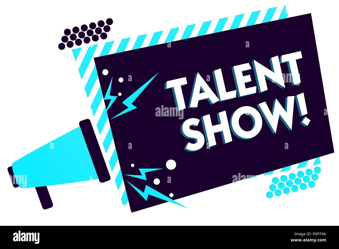 Handwriting text Talent Show. Concept meaning Competition of entertainers show  casting their performances Megaphone loudspeaker blue striped frame imp  Stock Photo - Alamy