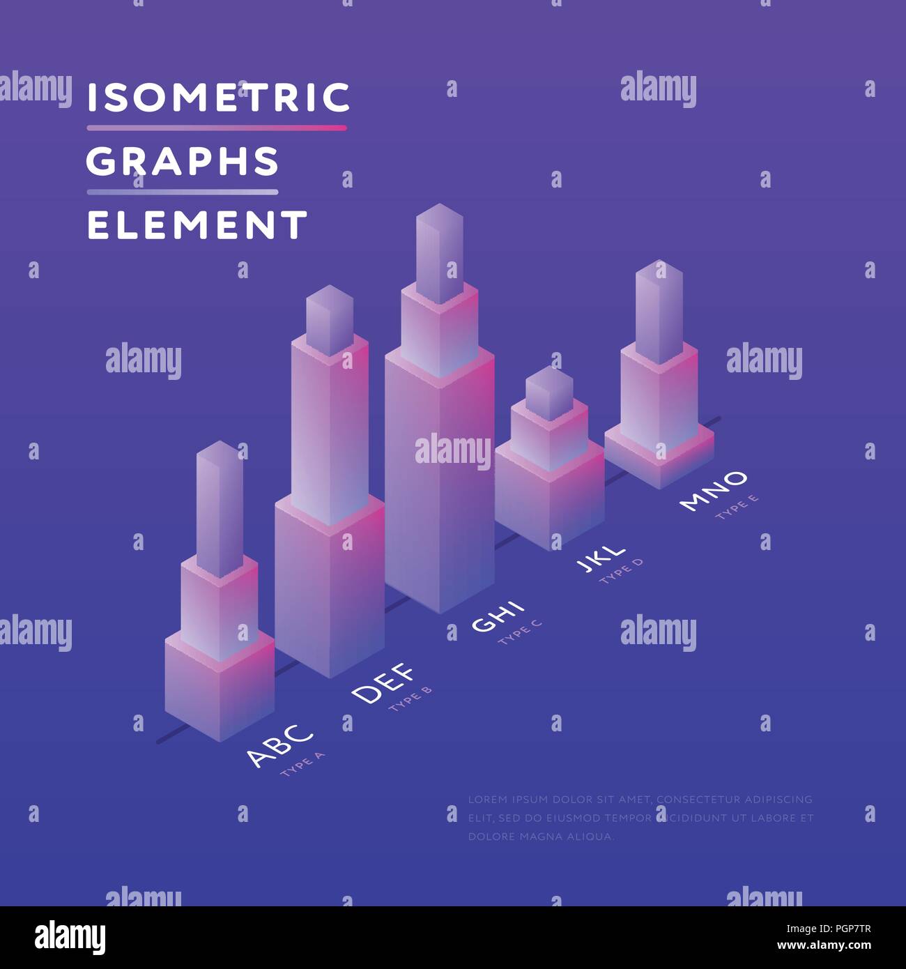 Stylish design of isometric graphs Stock Vector