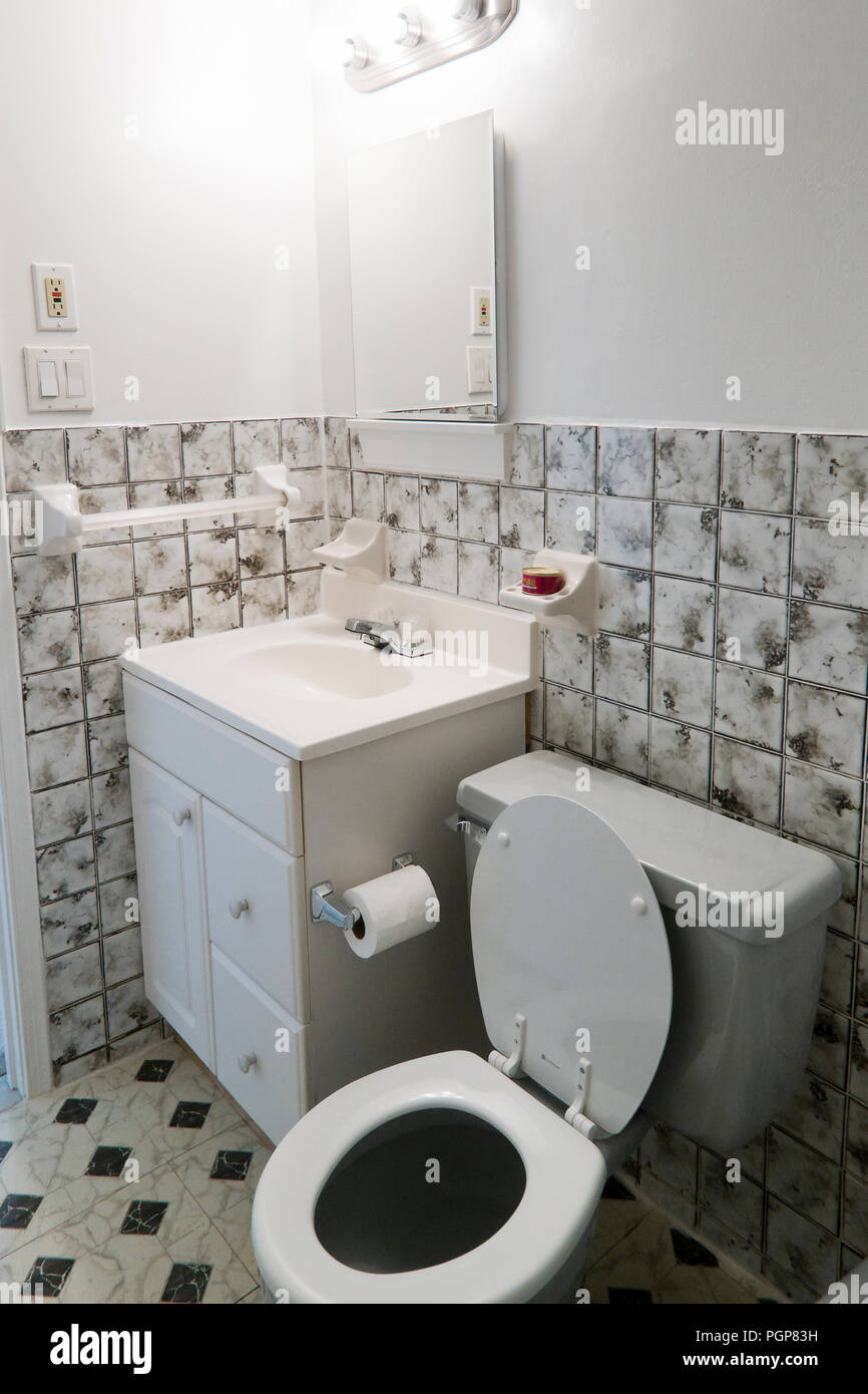 Small bathroom vanity (bathroom sink) - USA Stock Photo