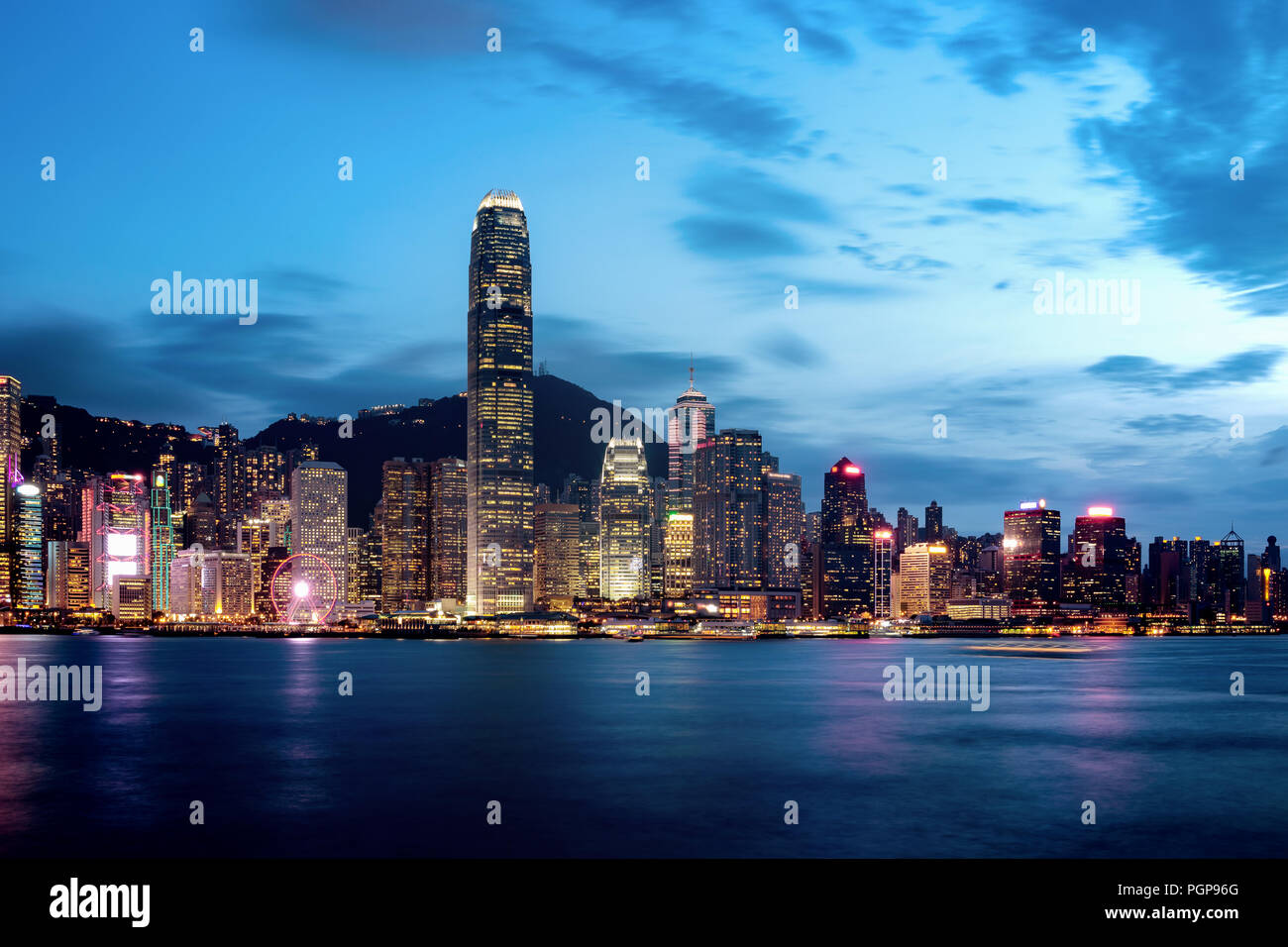 Hong Kong Victoria Harbor night view Stock Photo - Alamy