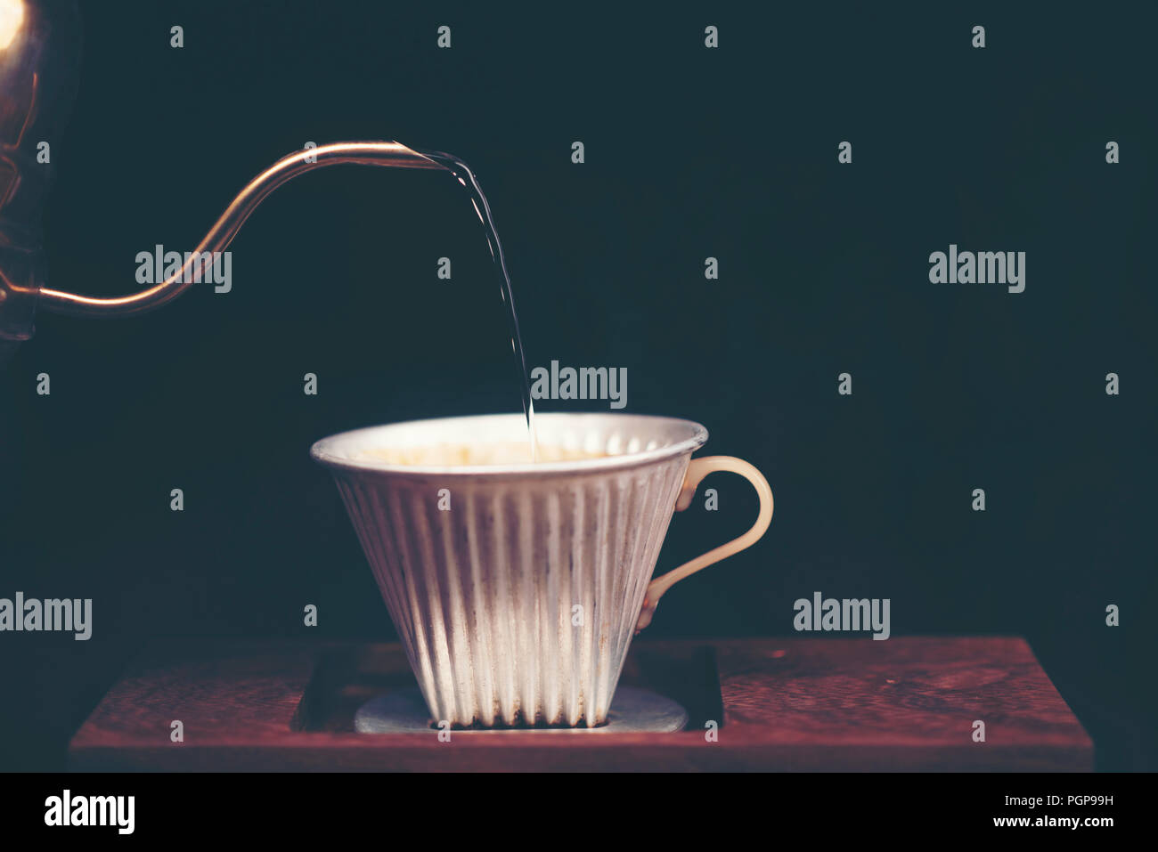 Barista brewing coffee, method pour over, drip coffee Stock Photo Alamy