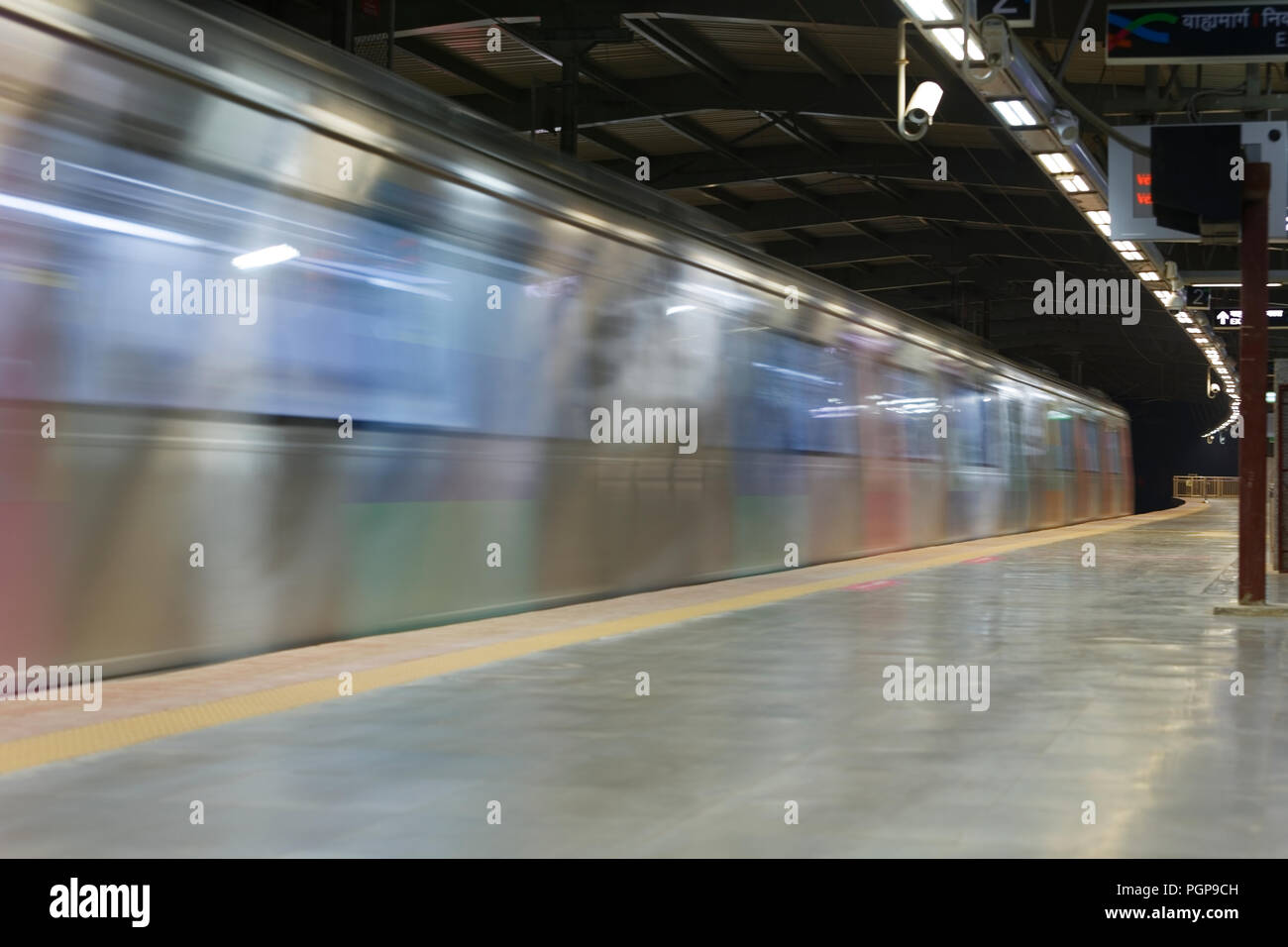 Mumbai Metro train interior and exterior. Comfortable, modern , fast, new & air conditioned way of transport in Mumbai India, Stock Photo