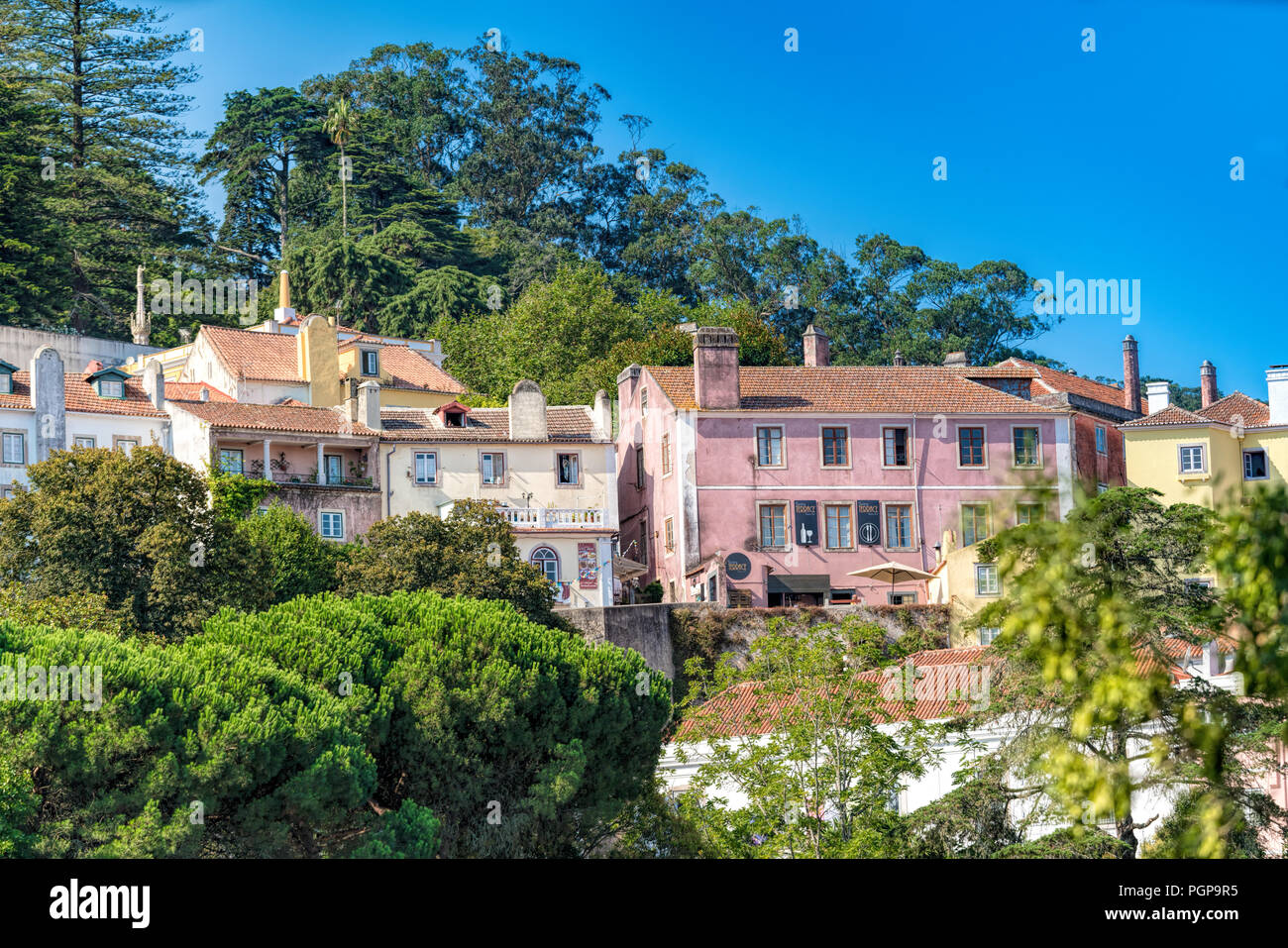 View over the old village of Sintra in Portugal Stock Photo