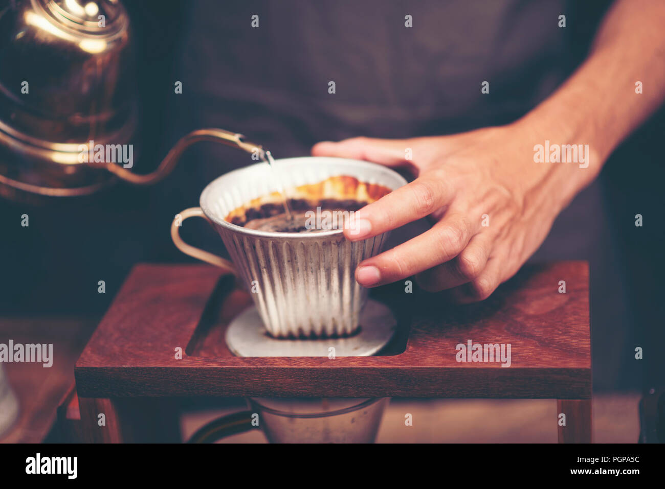 Drip brewing, filtered coffee, or pourover is a method which involves