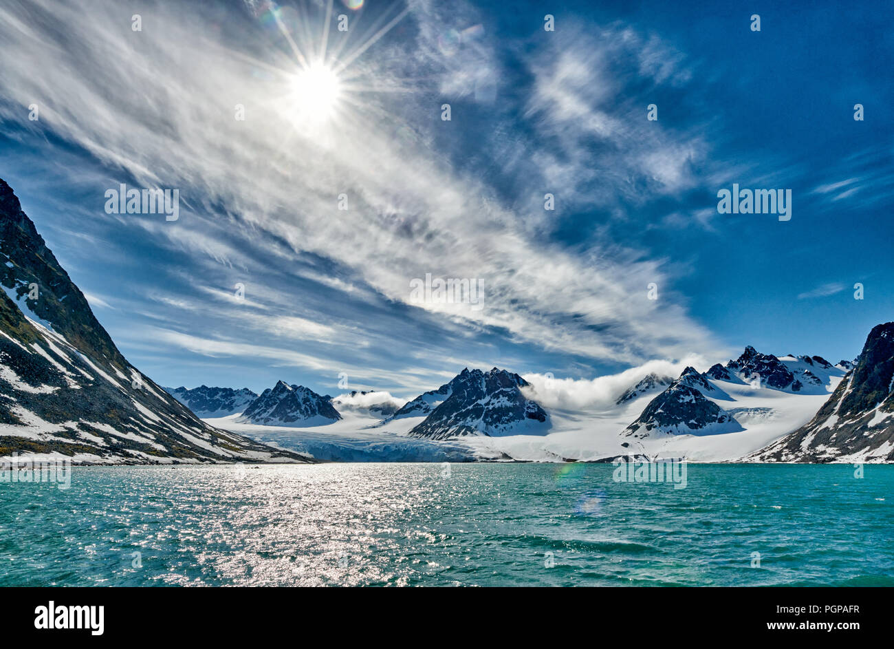 landscape of Magdalenefjorden, Svalbard or Spitsbergen, Europe Stock Photo
