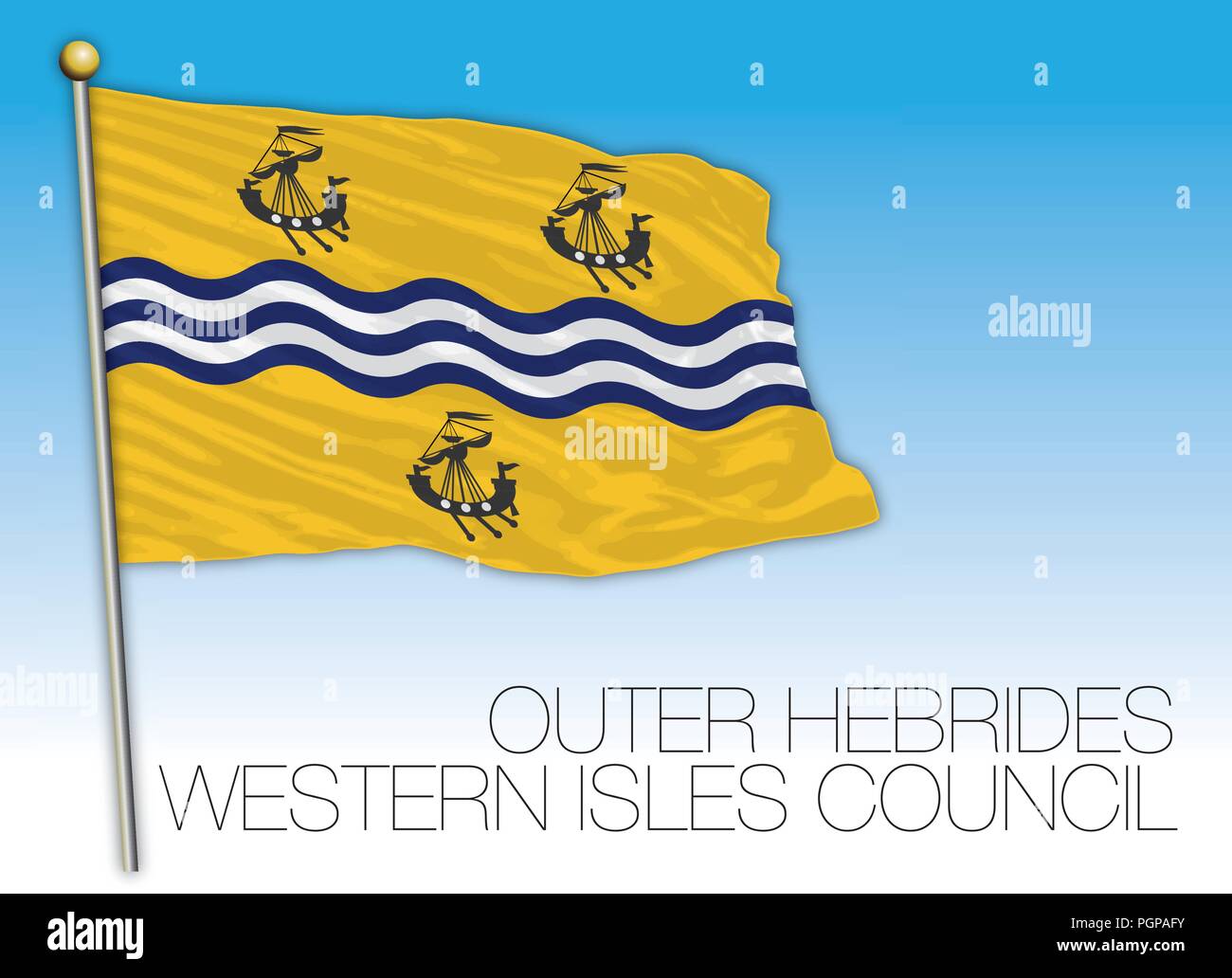 Outher Hebrides and Western isles Council flag, United Kingdom, vector illustration Stock Vector