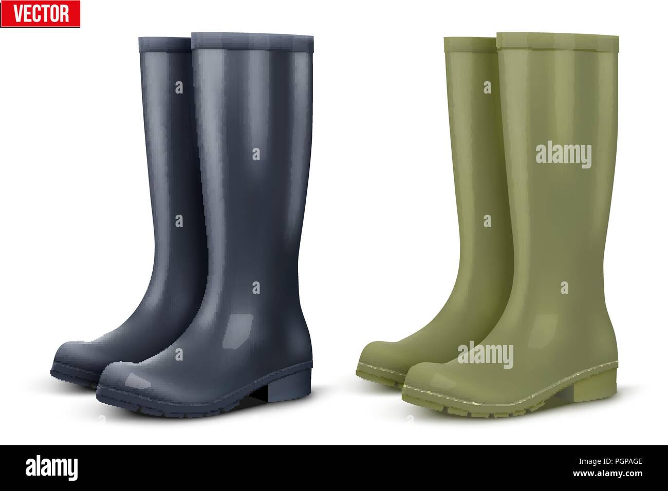 Set of work rain boots Stock Vector