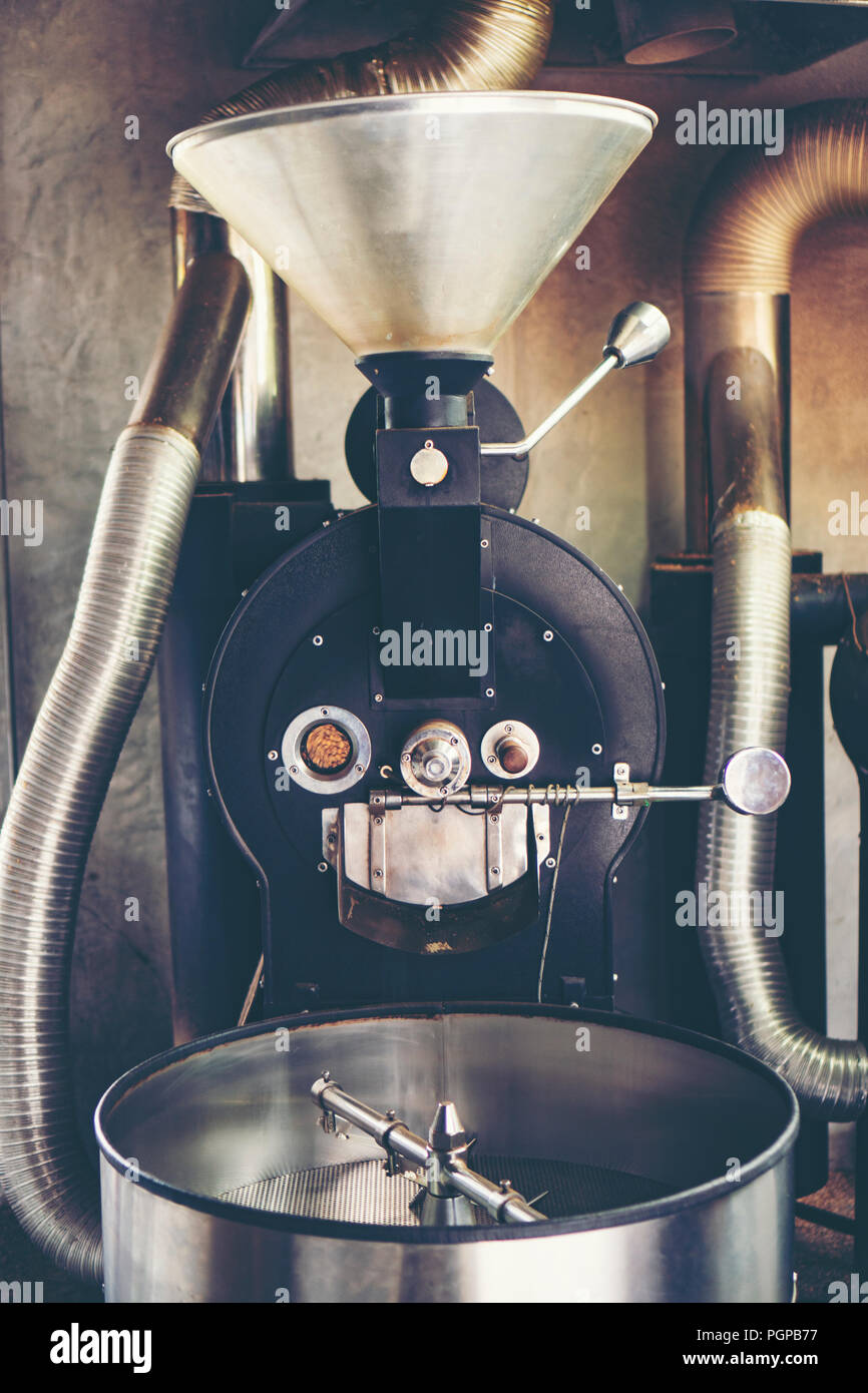 roasted coffee machine for Coffee beans roasting process Stock Photo