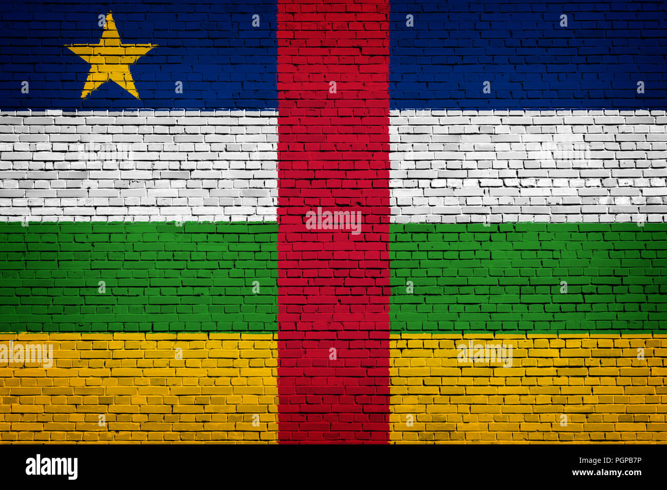 National flag of Central African Republic on a brick background Stock ...