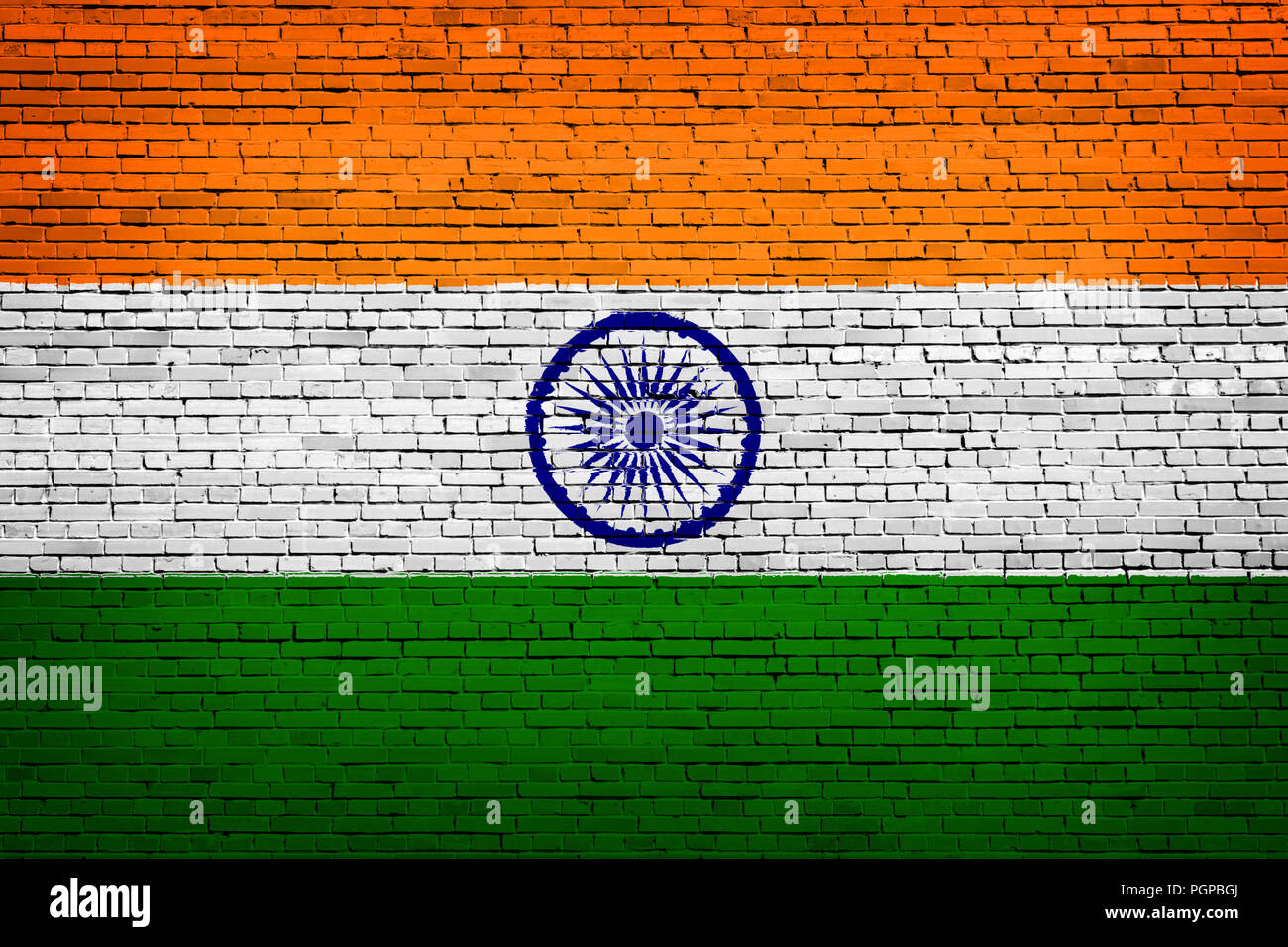 National flag of India on a brick background Stock Photo - Alamy