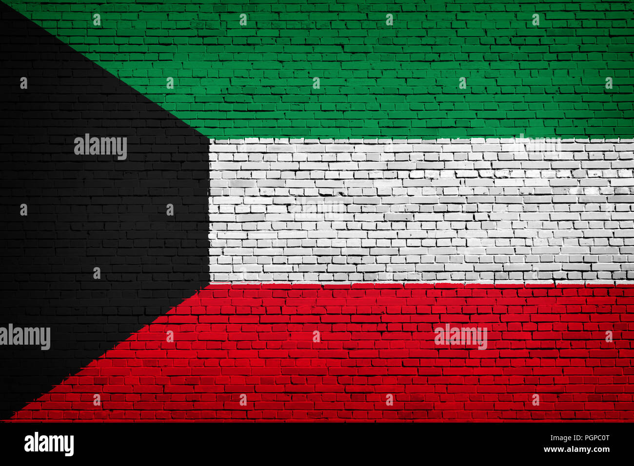 National flag of Kuwait on a brick background Stock Photo - Alamy