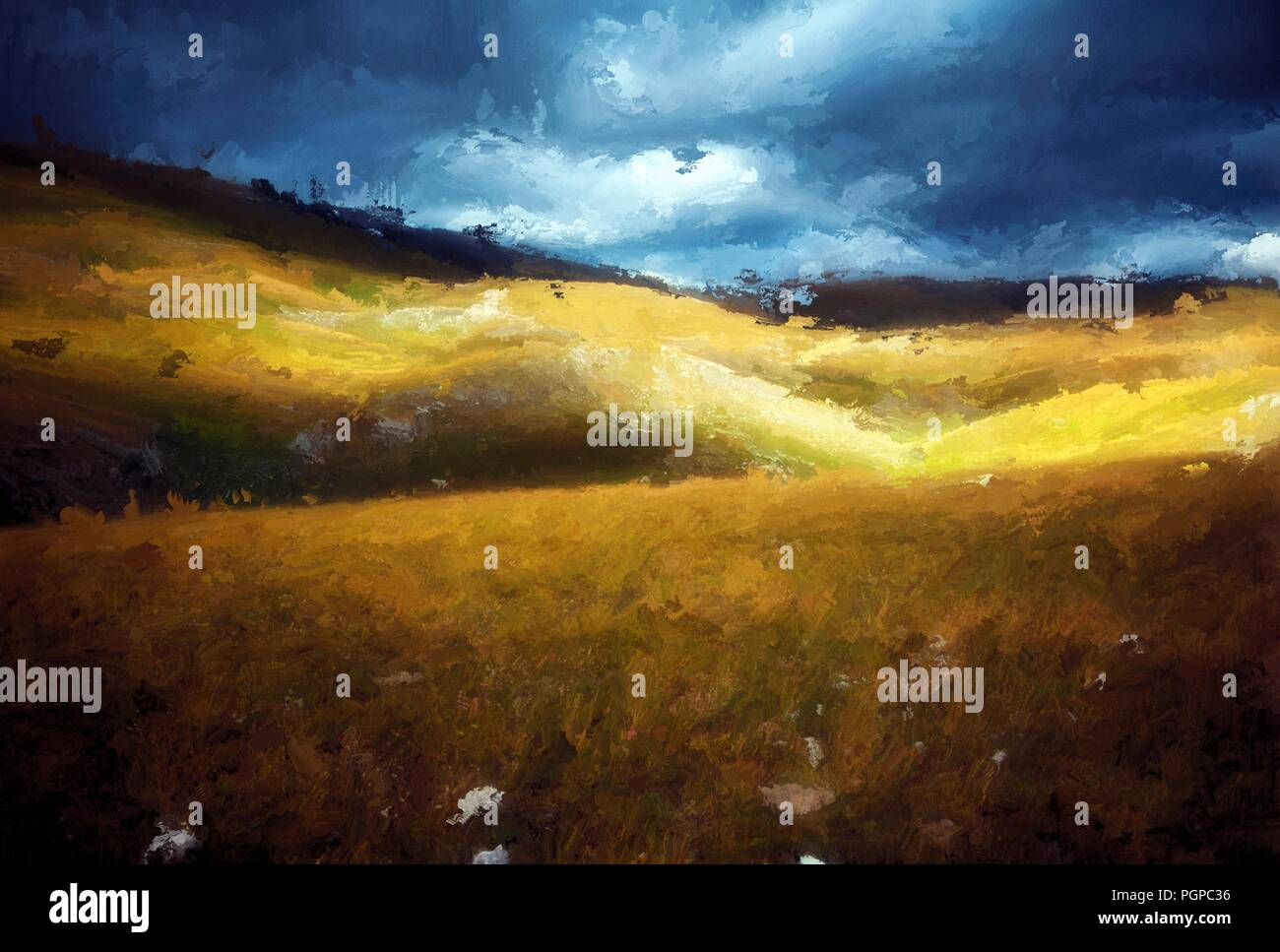 Digital Painting of a Landscape Stock Photo - Alamy