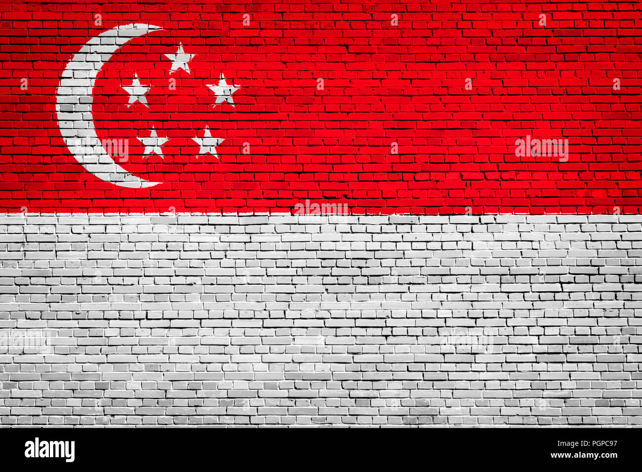 National flag of Singapore on a brick background Stock Photo Alamy