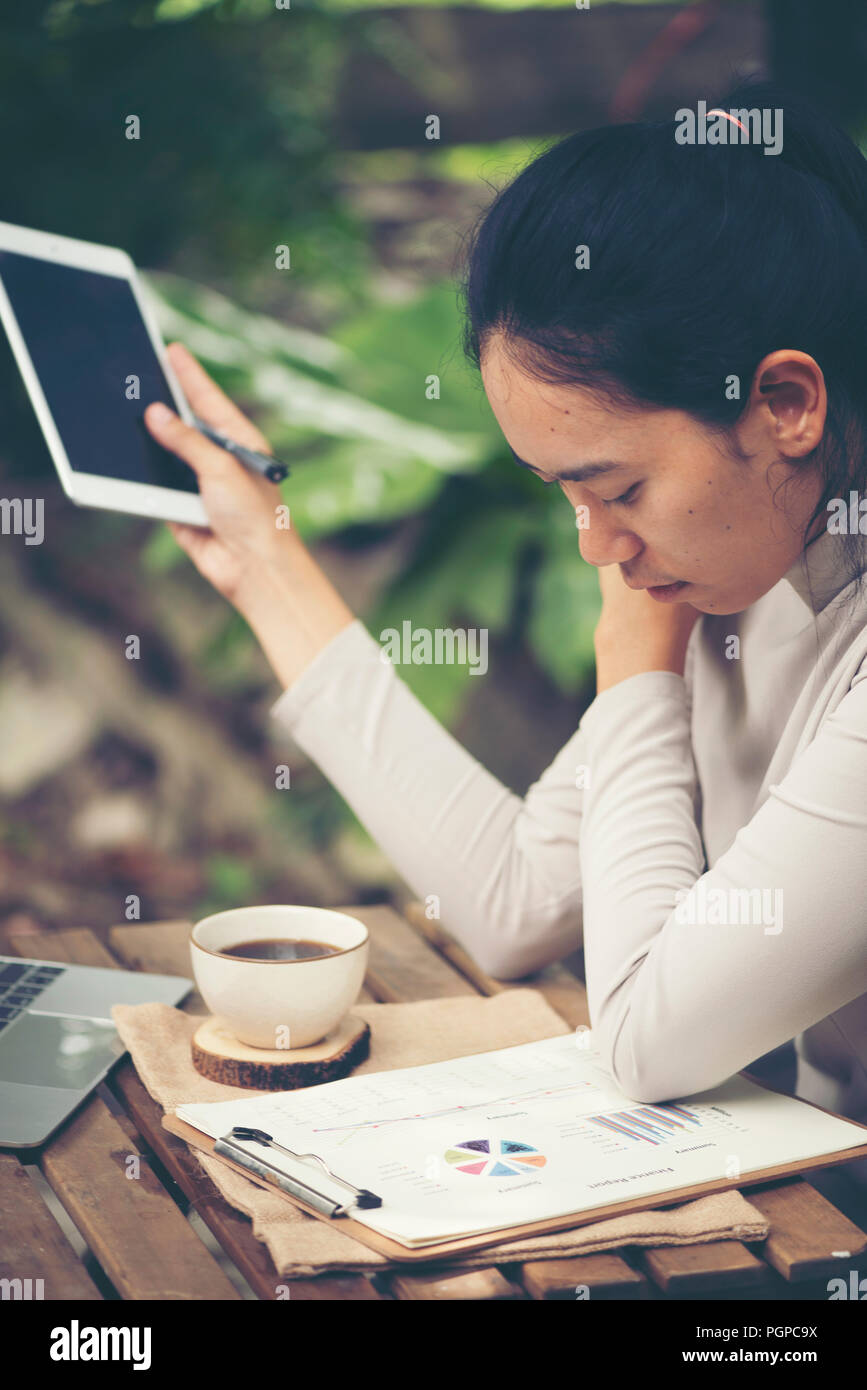 business women working with laptop, online business marketing concept Stock Photo