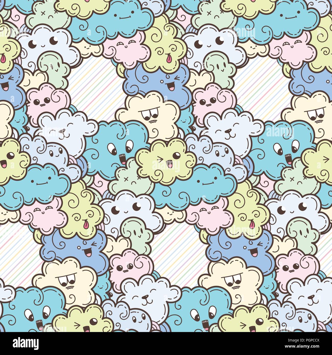 Seamless pattern with funny doodle clouds for prints, designs and ...