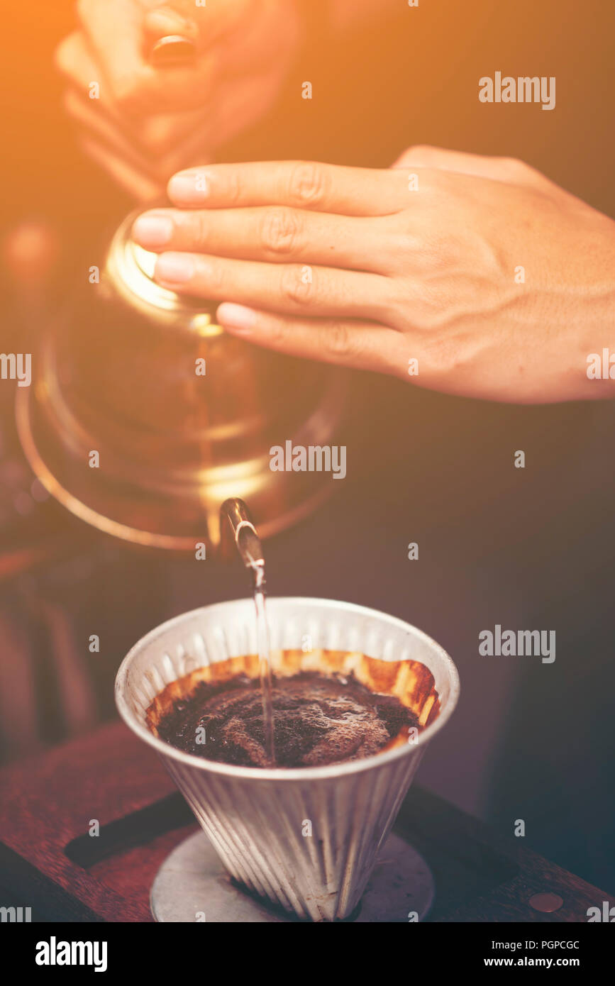 Drip brewing, filtered coffee, or pour-over is a method which involves ...