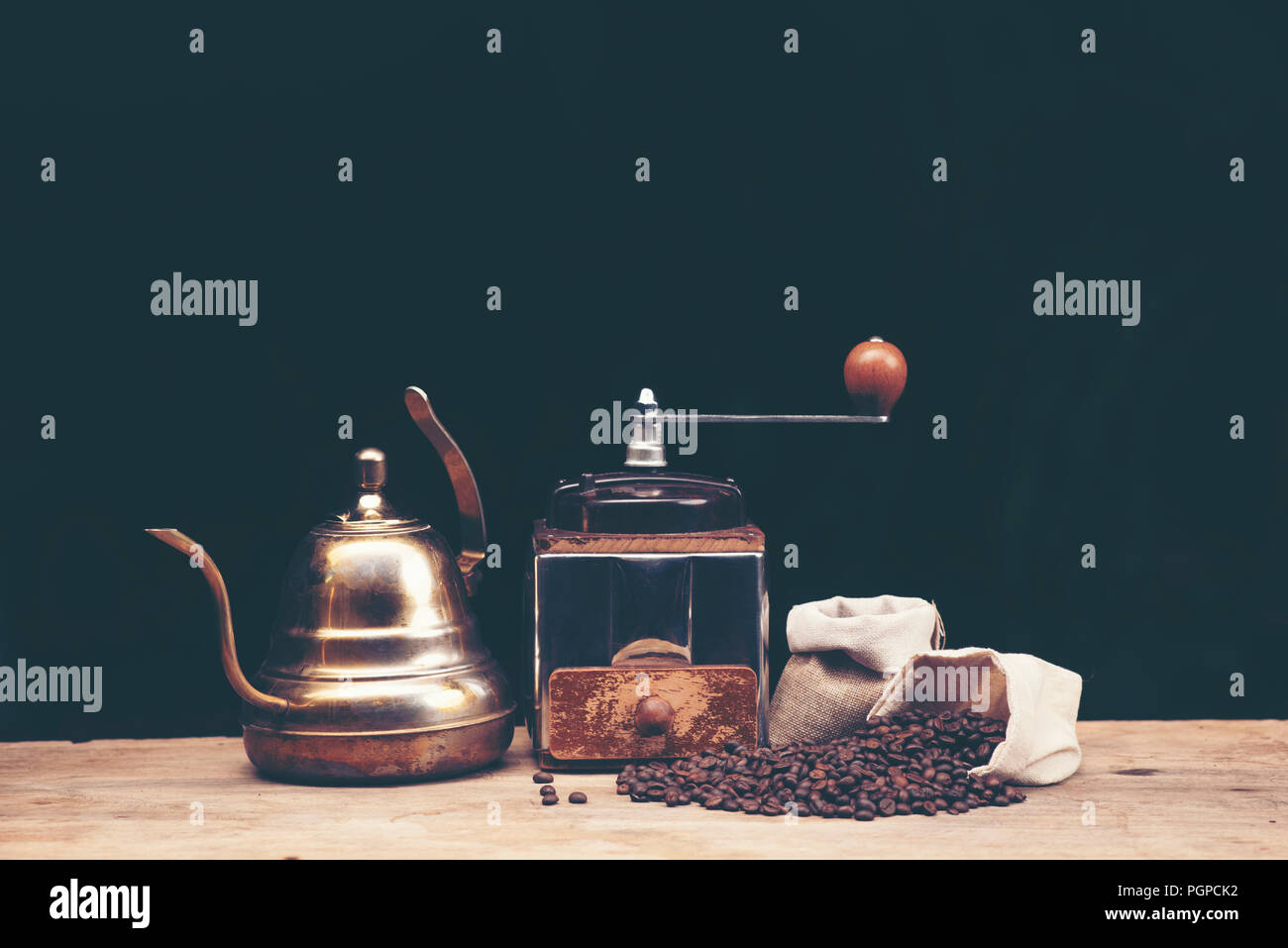 Drip coffee glass kits on the coffee bar at coffee shop cafe display
