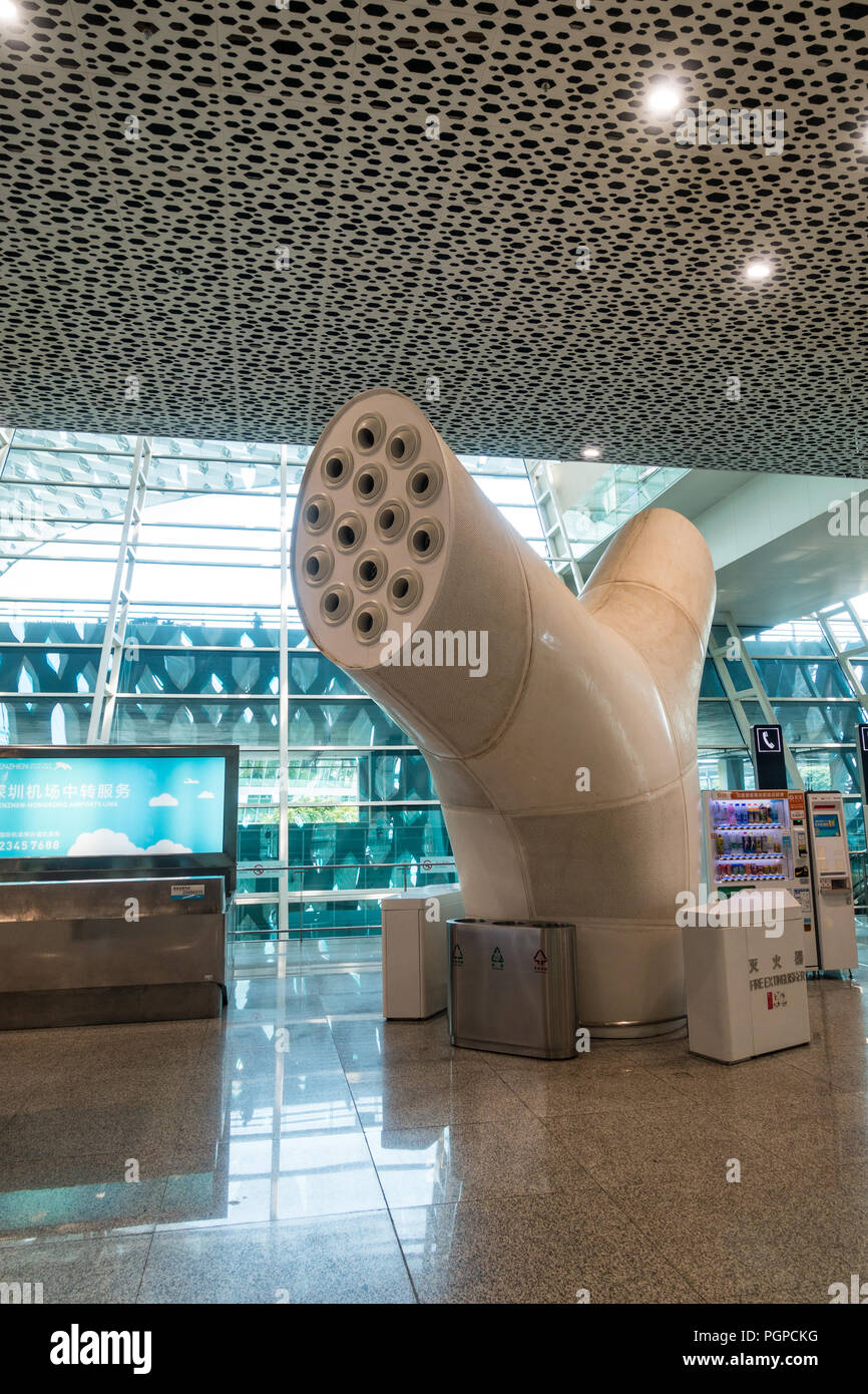 Ventilation and interior of Shenzhen International Airport, Shenzhen China Stock Photo