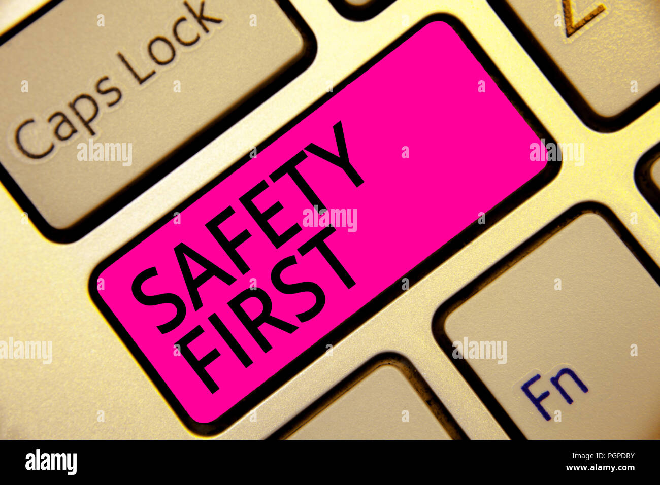 Text sign showing Safety First. Conceptual photo Avoid any unnecessary ...