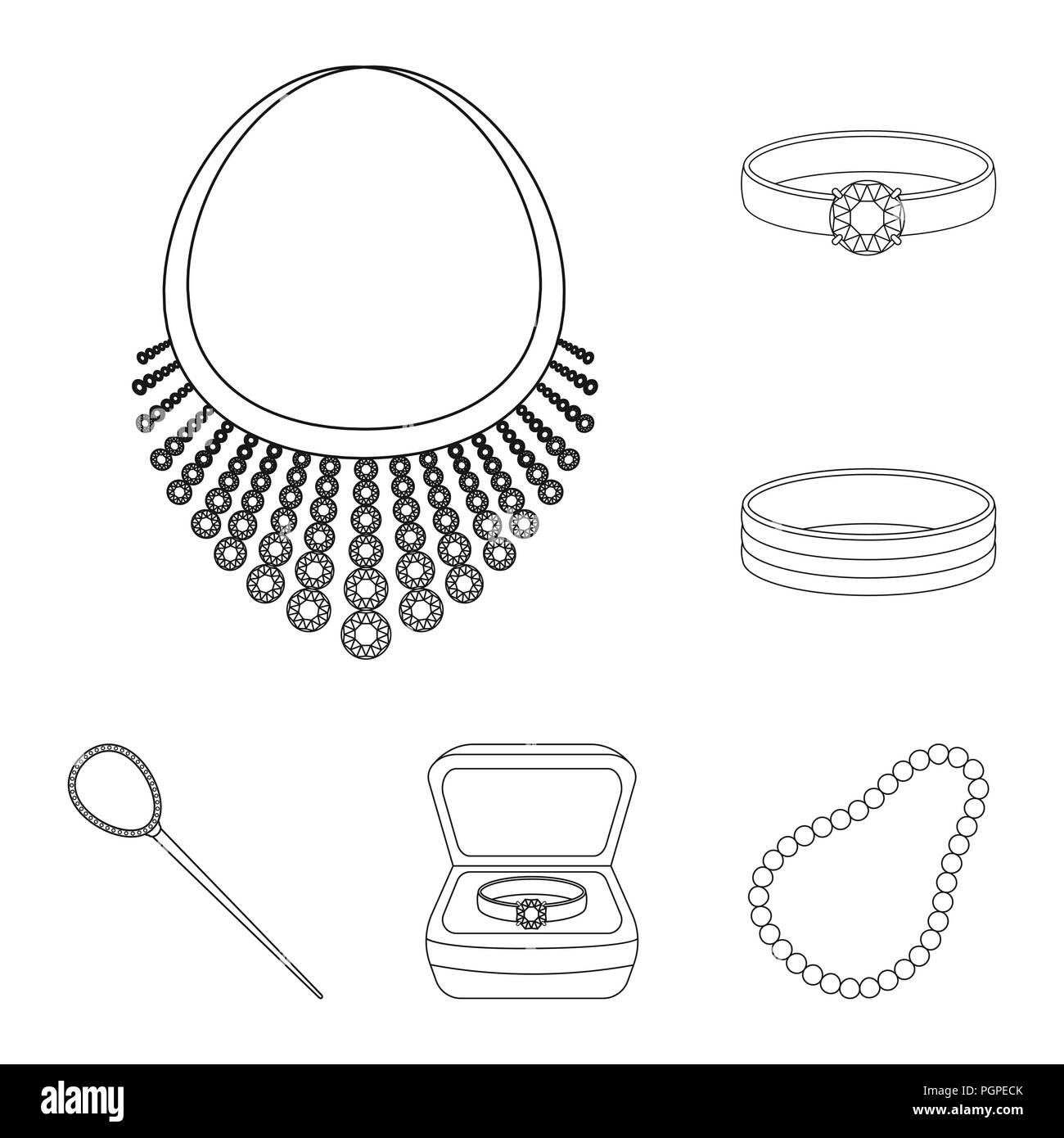 Jewelry and accessories outline icons in set collection for design