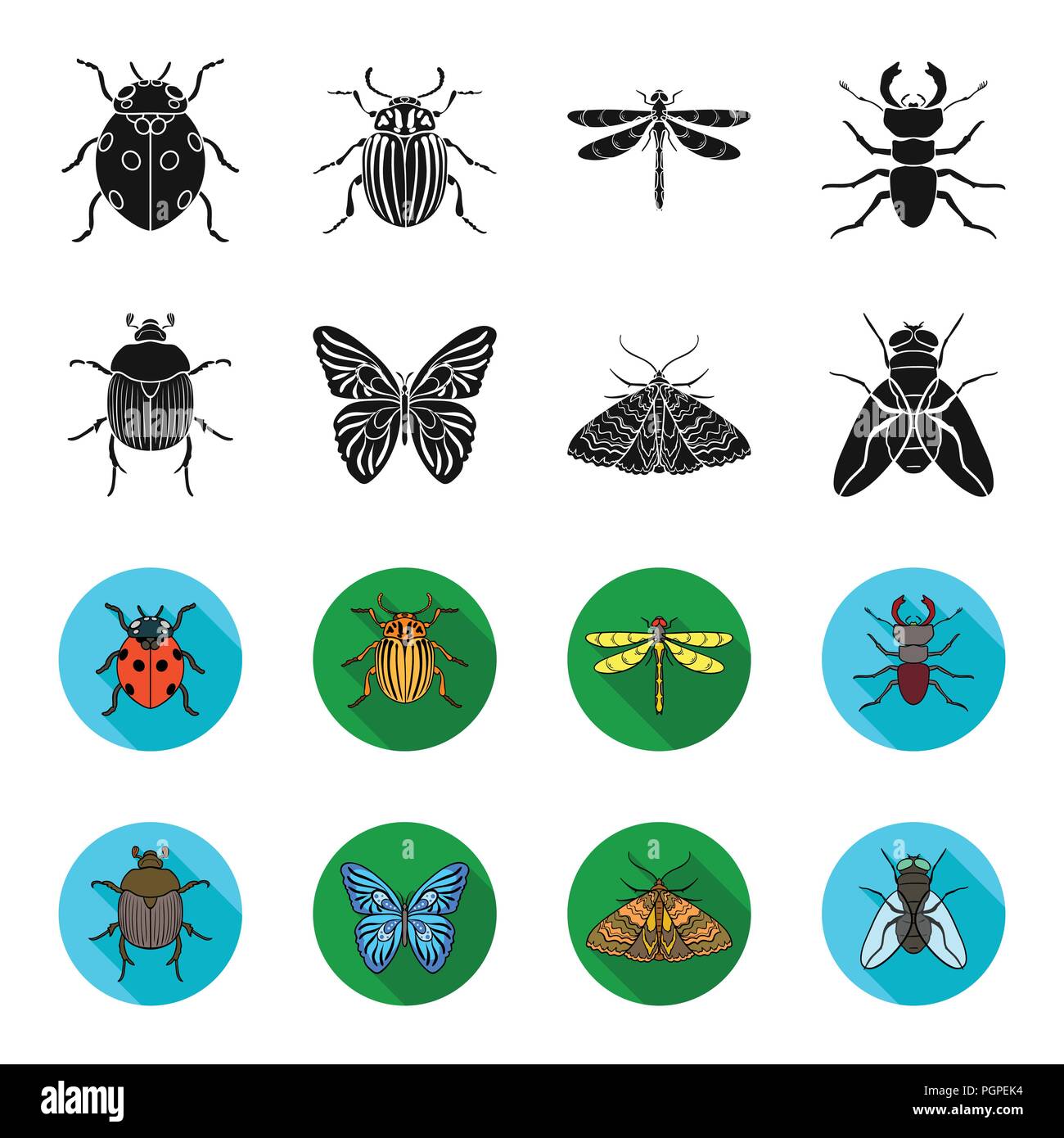 Wrecker, parasite, nature, butterfly .Insects set collection icons in ...