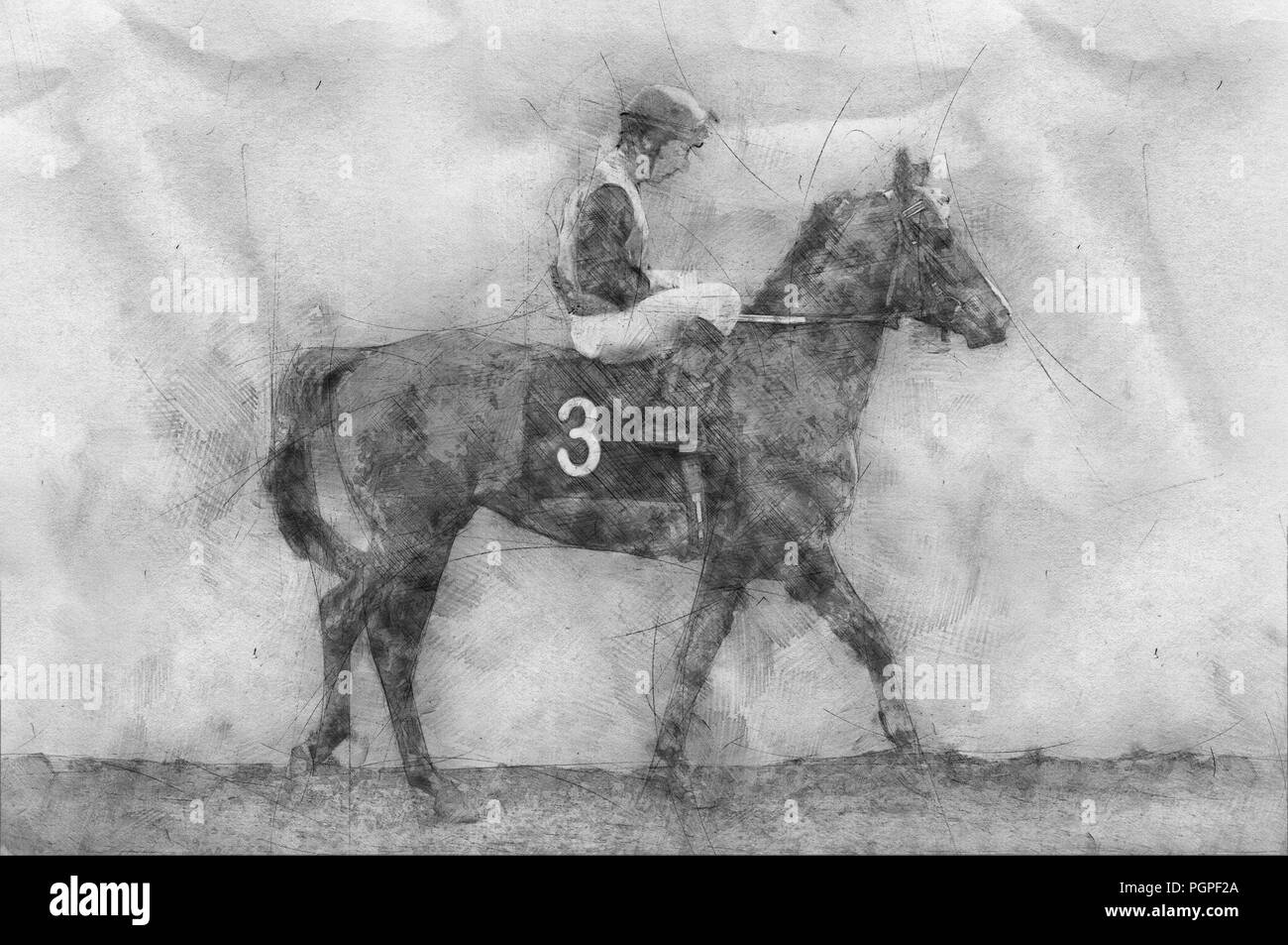 Jockey on horse. Champion. Horse racing. Hippodrome. Racetrack. Jump