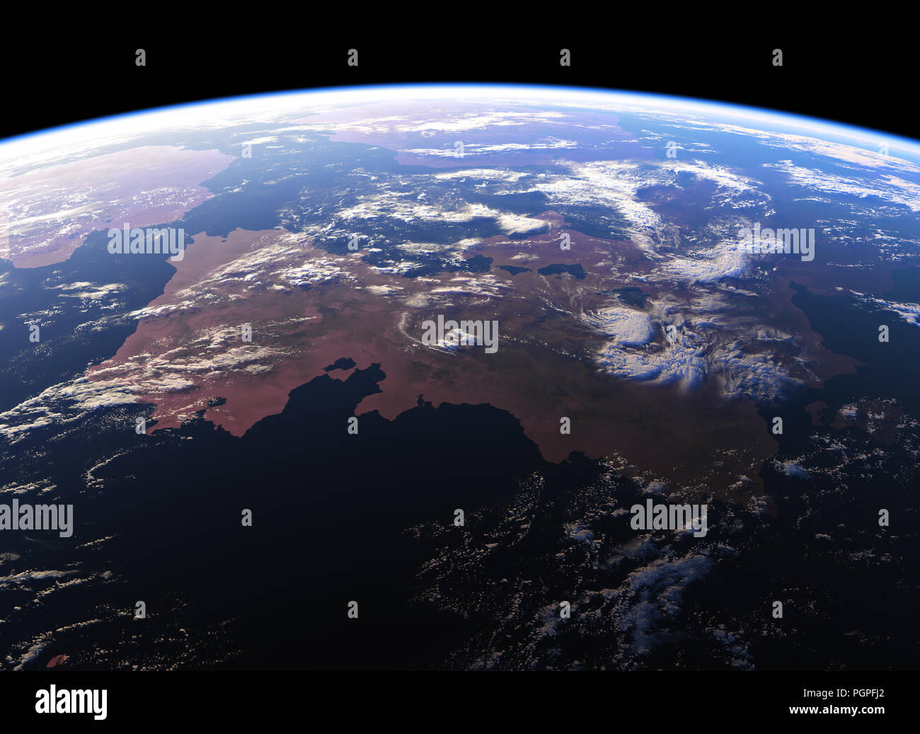 Beautiful Earth. View From Space. 3D Illustration. NASA Images Not Used. Stock Photo