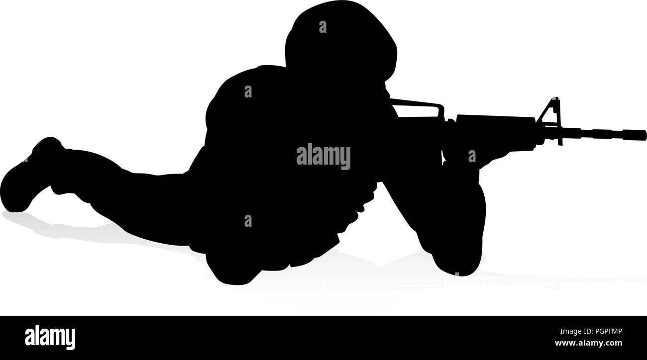 Soldier High Quality Silhouette Stock Vector