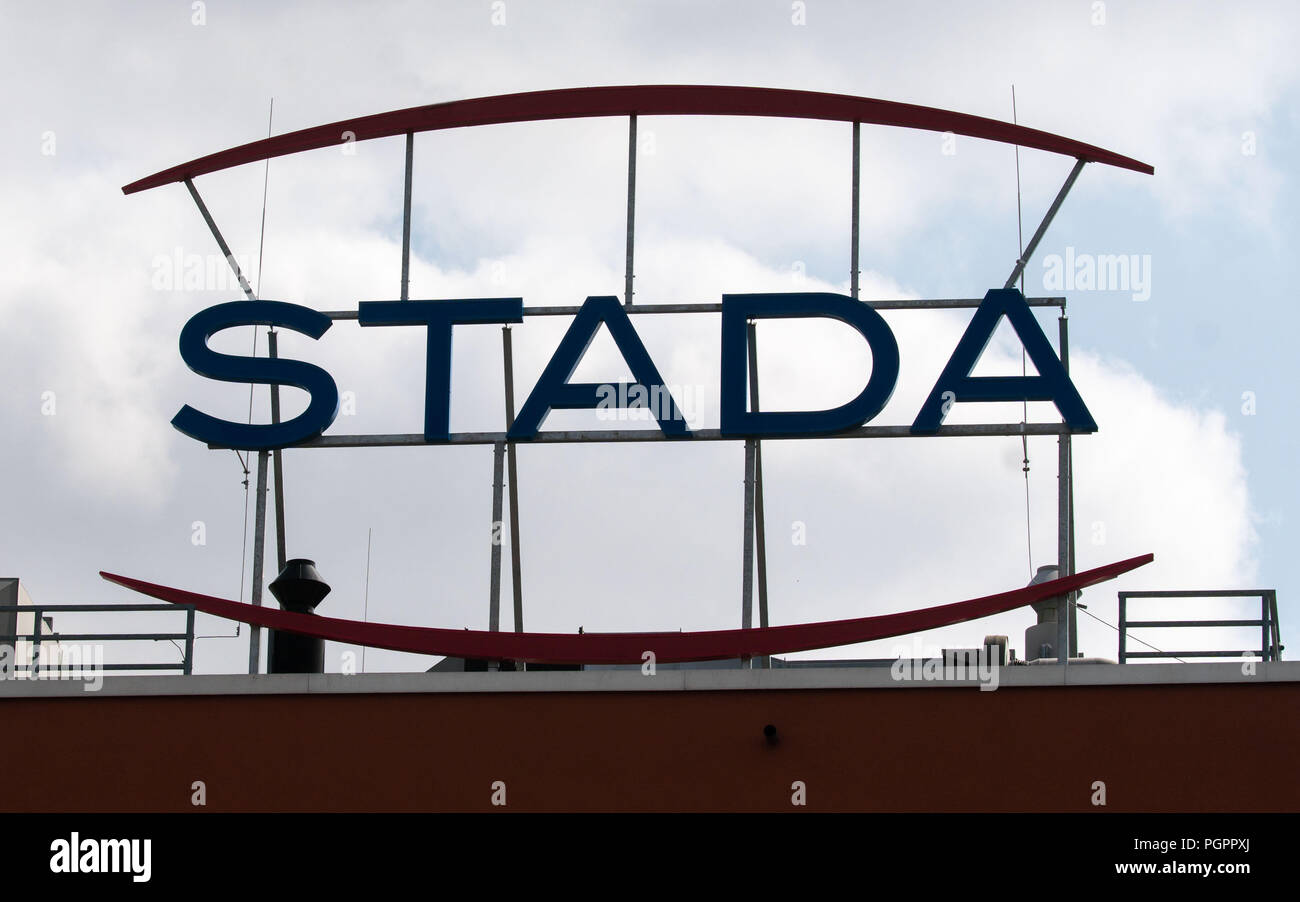 Bad Vilbel, Germany. 28th Aug, 2018. The company logo of Stada on one of  the buildings at the headquarters of the pharmaceutical manufacturer.  Credit: Frank Rumpenhorst/dpa/Alamy Live News Stock Photo - Alamy