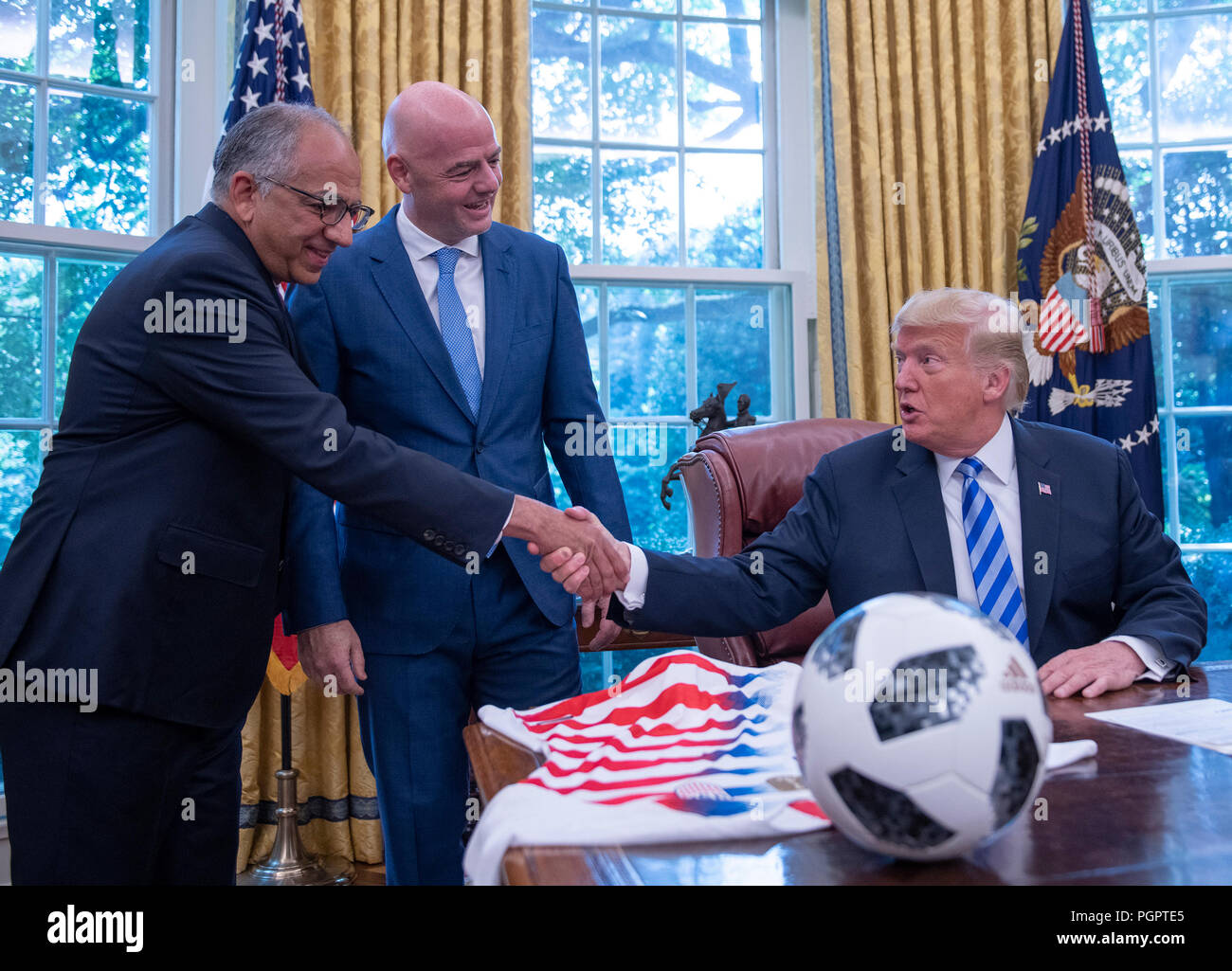 President Donald Trump, right, and FIFA president Gianni Infantino