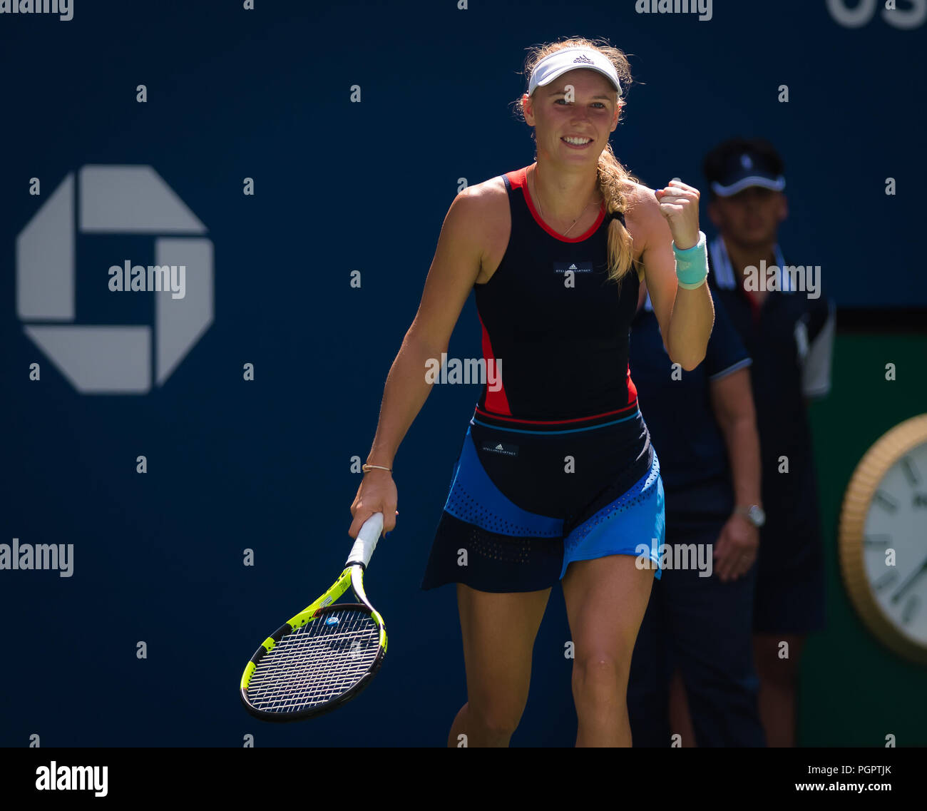 Caroline Wozniacki of Denmark in action during the first round of the 2018 US Open Grand Slam tennis tournament. New York, USA. August 28th 2018. 28th Aug, 2018. Credit: AFP7/ZUMA Wire/Alamy Live News Stock Photo