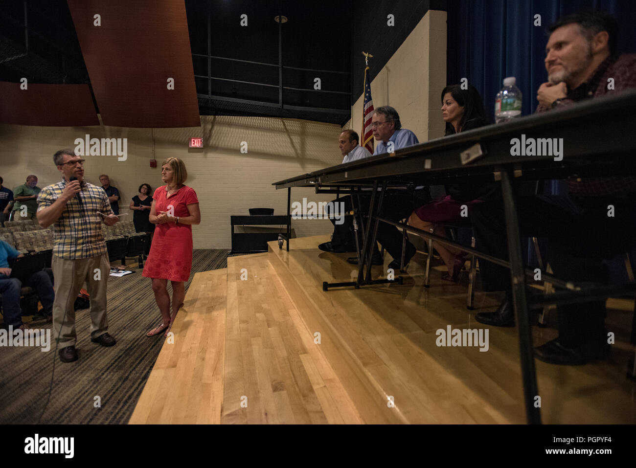 Exton, Pennsylvania, USA. 28th Aug 2018. Community residents gathered