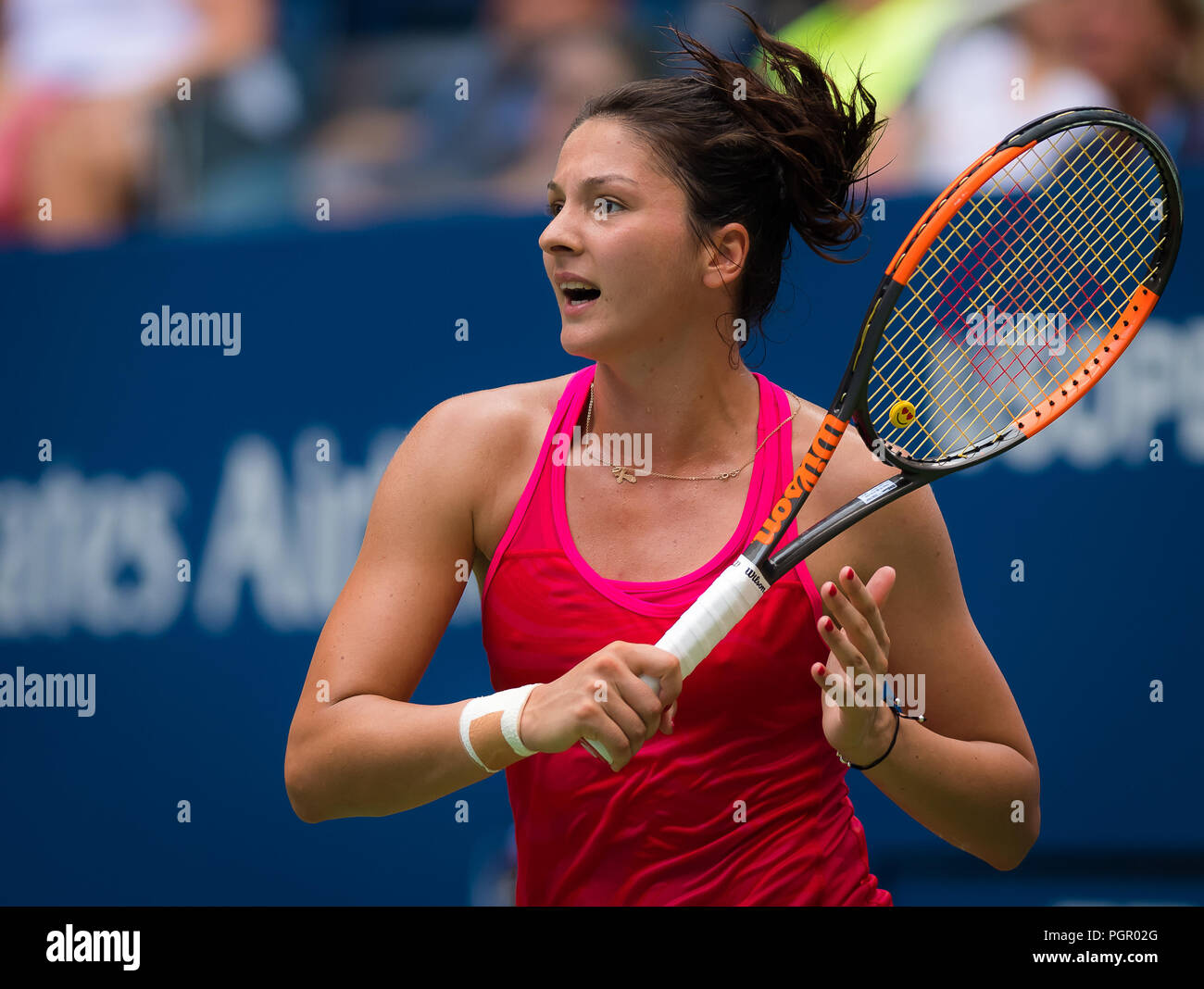 New York, USA. 28th Aug 2018. August 28, 2018 - Margarita Gasparyan of  Russia in action during the first round of the 2018 US Open Grand Slam  tennis tournament. New York, USA.