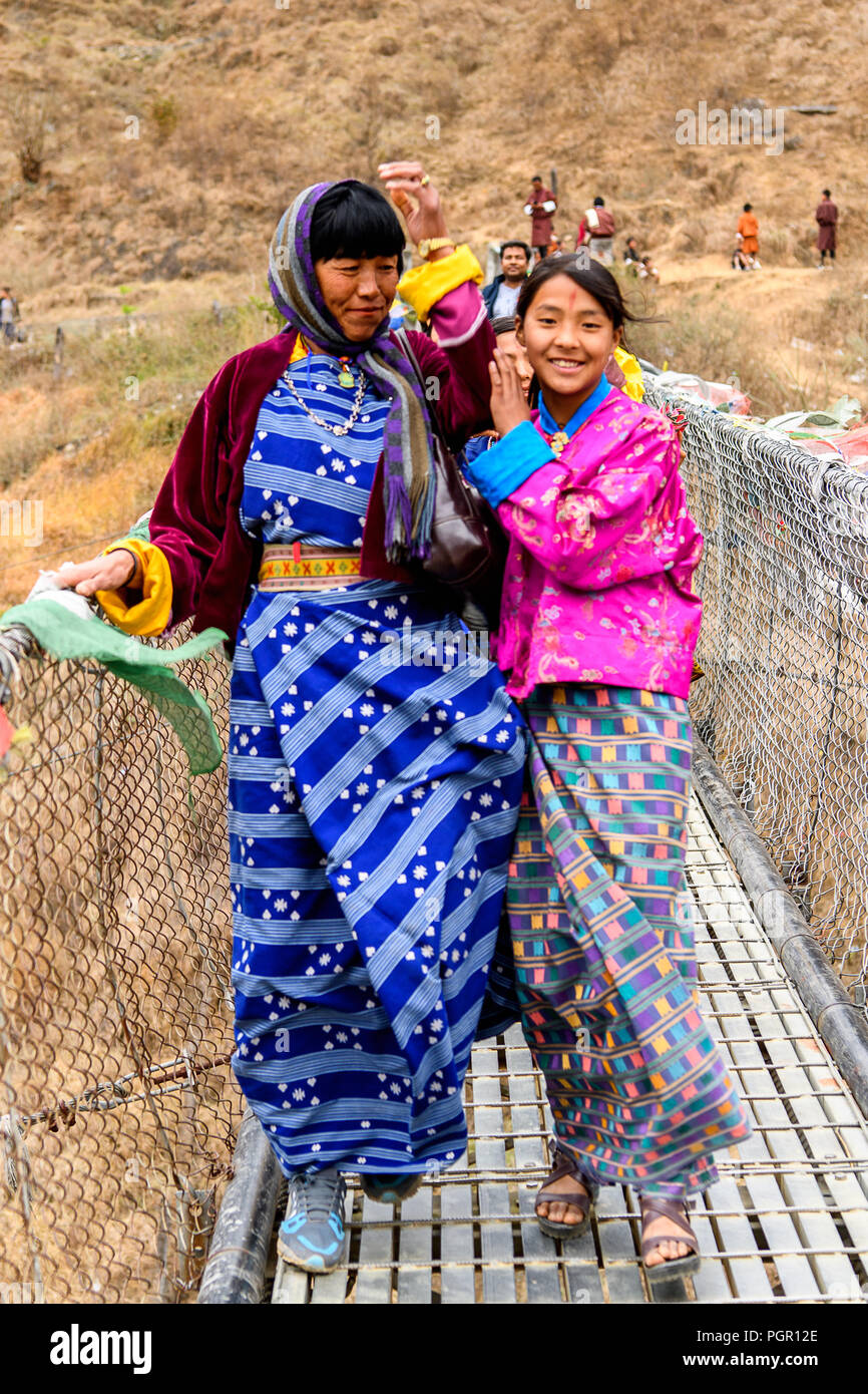 TRIMPHU, BHUTAN - MAR 8, 2017: Unidentified Ngalops girls in ...