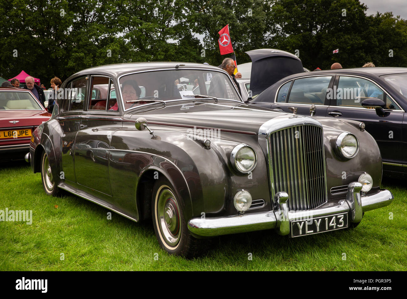 UK, England, Cheshire, Stockport, Woodsmoor Car Show, classic 1960 Bentley S2 saloon car on display Stock Photo