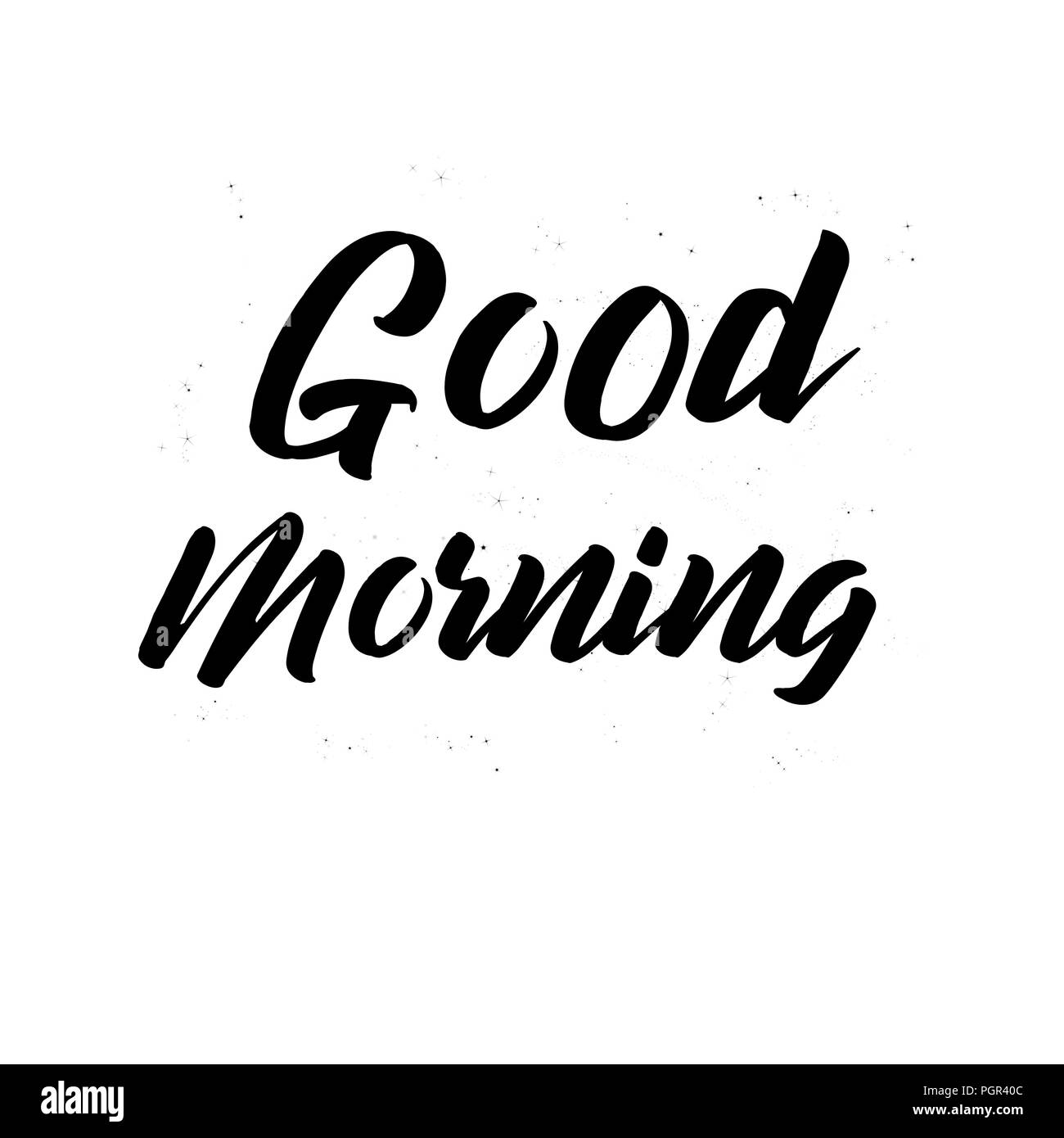 Good morning hand lettering with star dust Stock Photo - Alamy