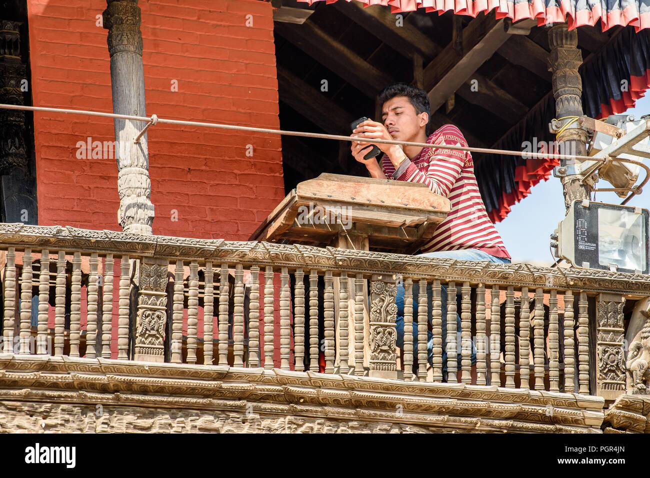 KATMANDU, NEPAL - MAR 6, 2017: Unidentified Chhetri man looks at his ...