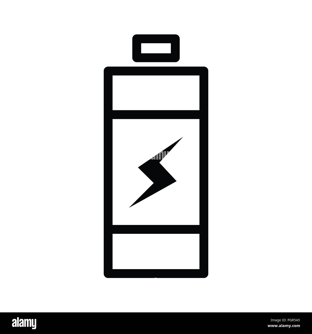 Battery icon Single outline line style with electric vector illustration Stock Photo